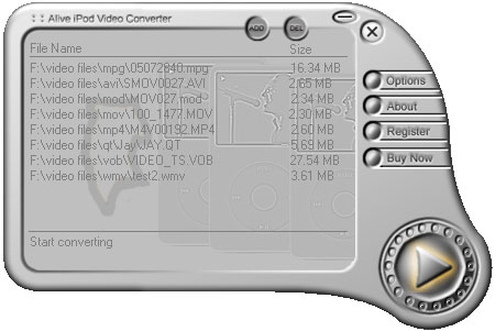 Click to view Alive iPod Video Converter 2.6.2.8 screenshot