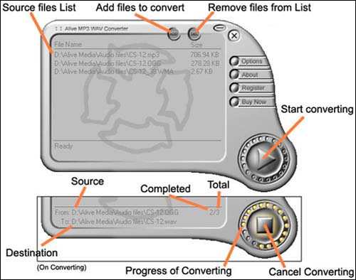 Extract audio CDs into MP3, WAV, WMA, OGG files format on-the-fly.