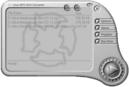 Alive MP3 WAV Converter - Convert audio files from one to another.