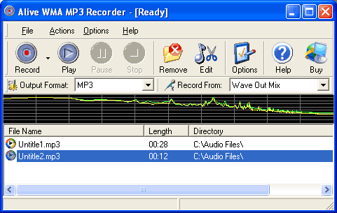 Screenshot of Alive WMA MP3 Recorder