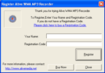 Audio recorder software - Register Window
